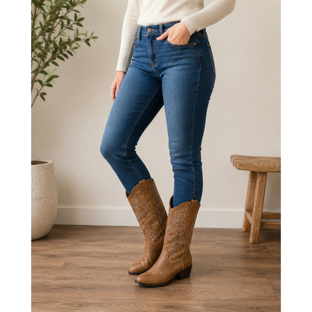 Canyon Trails Tan Faux Suede Western Cowboy Boots  Pointed Toe Women 9